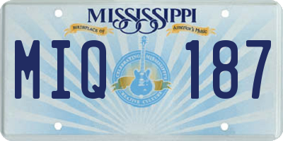 MS license plate MIQ187