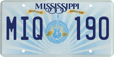 MS license plate MIQ190