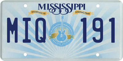 MS license plate MIQ191