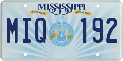 MS license plate MIQ192