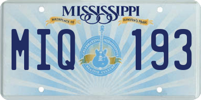 MS license plate MIQ193