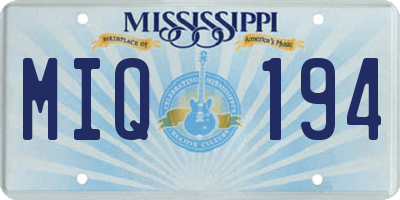 MS license plate MIQ194