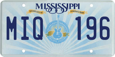 MS license plate MIQ196
