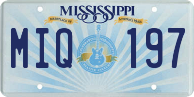 MS license plate MIQ197