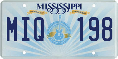 MS license plate MIQ198