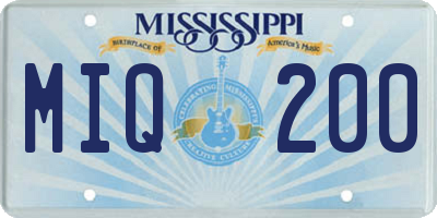 MS license plate MIQ200