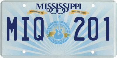 MS license plate MIQ201