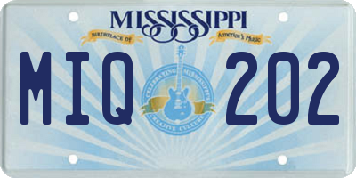 MS license plate MIQ202