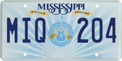 MS license plate MIQ204