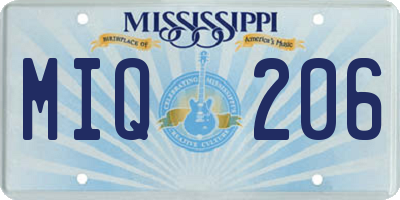 MS license plate MIQ206