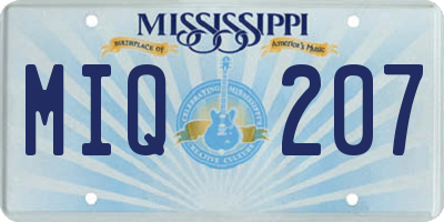 MS license plate MIQ207