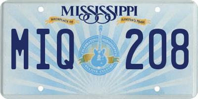 MS license plate MIQ208