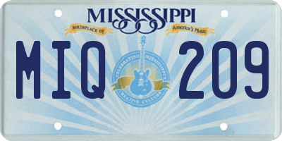 MS license plate MIQ209