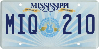 MS license plate MIQ210