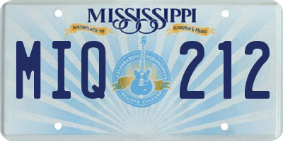 MS license plate MIQ212