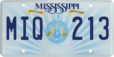 MS license plate MIQ213