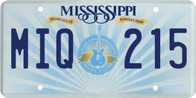 MS license plate MIQ215