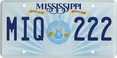 MS license plate MIQ222