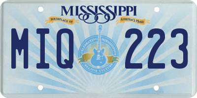 MS license plate MIQ223