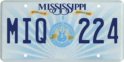 MS license plate MIQ224