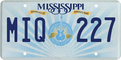 MS license plate MIQ227