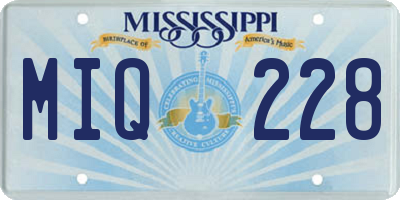 MS license plate MIQ228