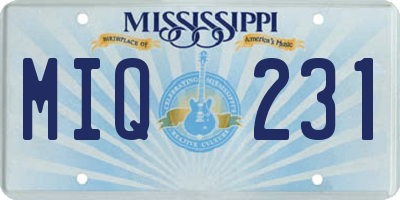 MS license plate MIQ231
