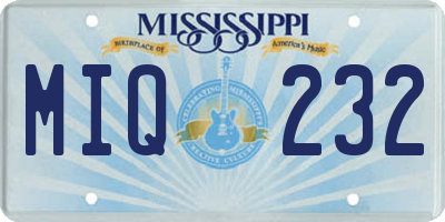 MS license plate MIQ232