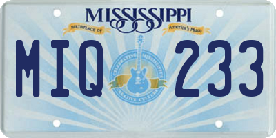 MS license plate MIQ233