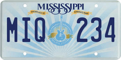 MS license plate MIQ234