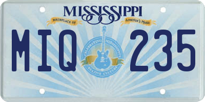 MS license plate MIQ235