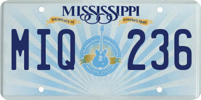 MS license plate MIQ236