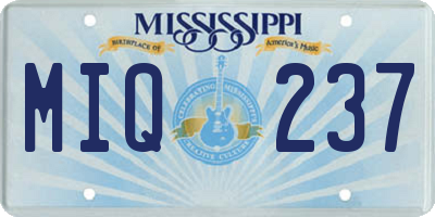 MS license plate MIQ237
