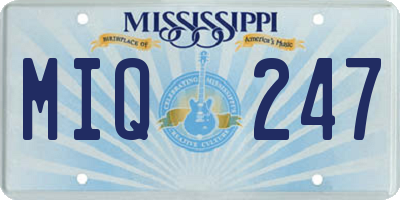 MS license plate MIQ247
