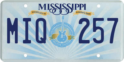 MS license plate MIQ257
