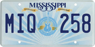 MS license plate MIQ258