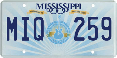 MS license plate MIQ259