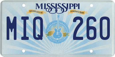 MS license plate MIQ260