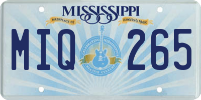 MS license plate MIQ265