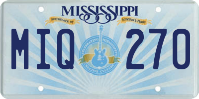 MS license plate MIQ270