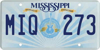 MS license plate MIQ273