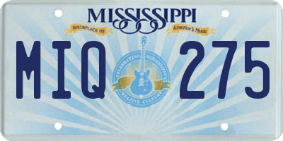 MS license plate MIQ275