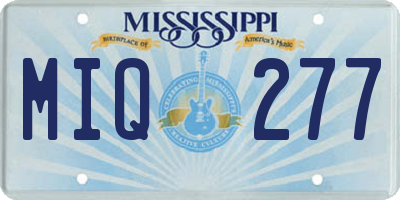 MS license plate MIQ277