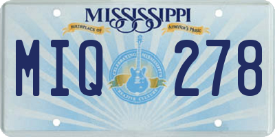 MS license plate MIQ278
