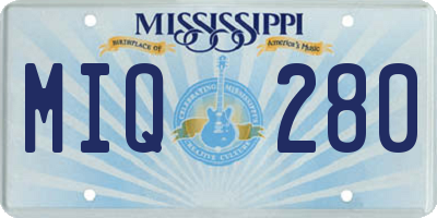 MS license plate MIQ280
