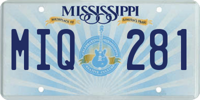 MS license plate MIQ281