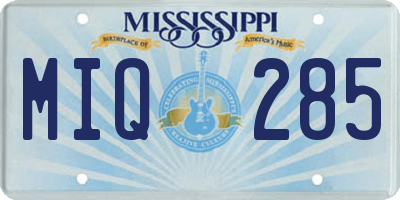 MS license plate MIQ285