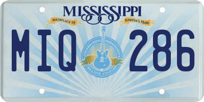 MS license plate MIQ286