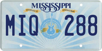 MS license plate MIQ288