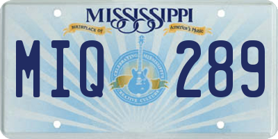 MS license plate MIQ289